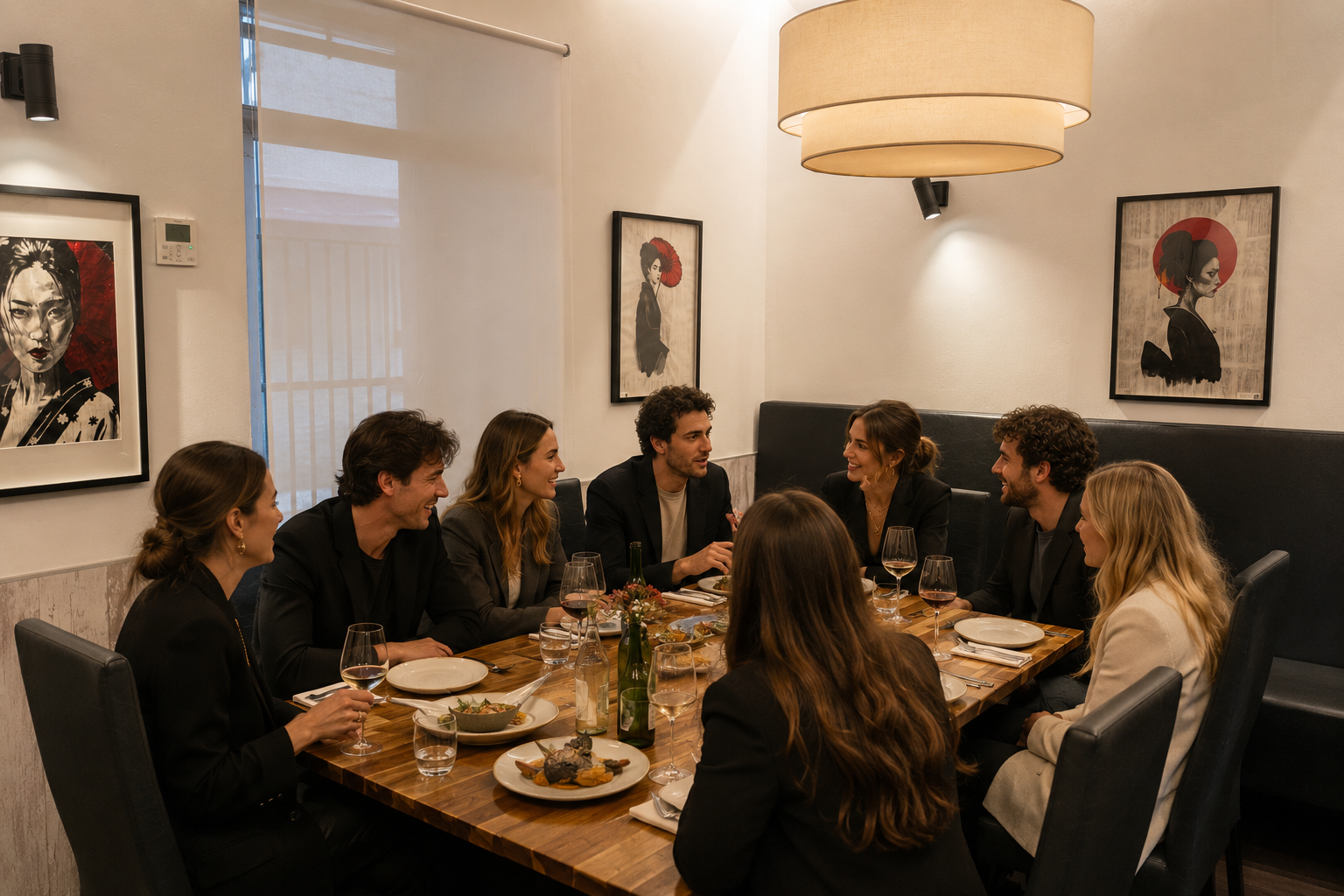 Cena después de un desfile en el centro de Madrid, cocina hasta medianoche
